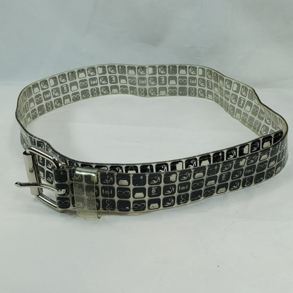 L.E.I. Black Clear Icon Print Belt Size Large
